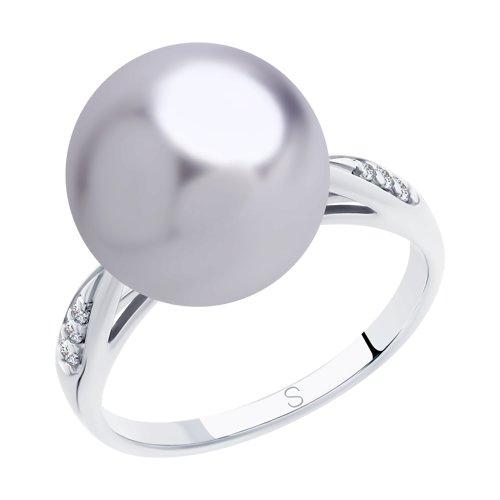 Кольцо из серебра с сиреневым жемчугом Swarovski и фианитами SOKOLOV 94012890