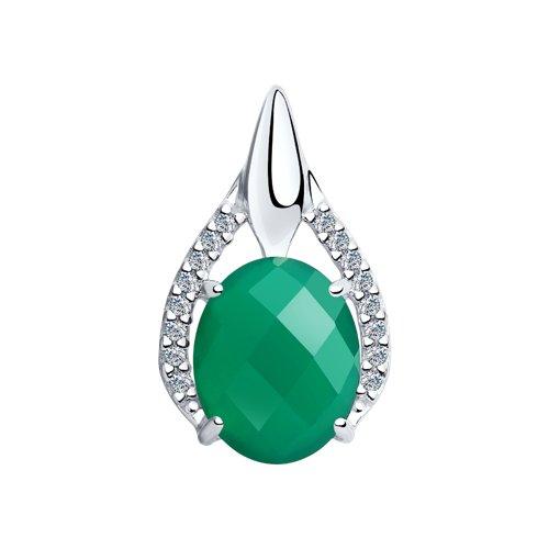 Подвеска из серебра с агатом и фианитами  94-330-00440-1