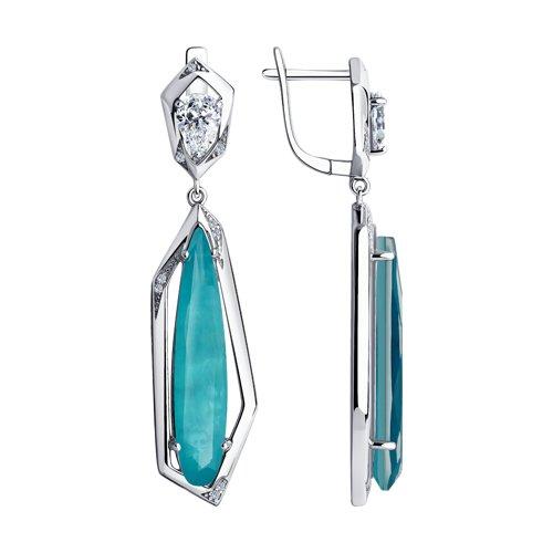 Серьги DIAMANT ( SOKOLOV ) серебро с родием, фианит, "каратник" 94-121-00520-2