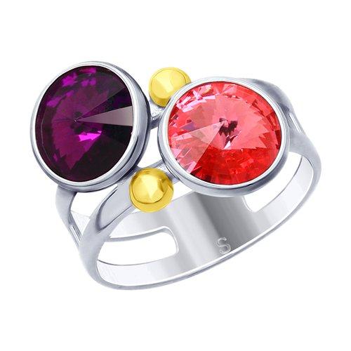 Кольцо SOKOLOV серебро с родием, кристалл swarovski 94012643