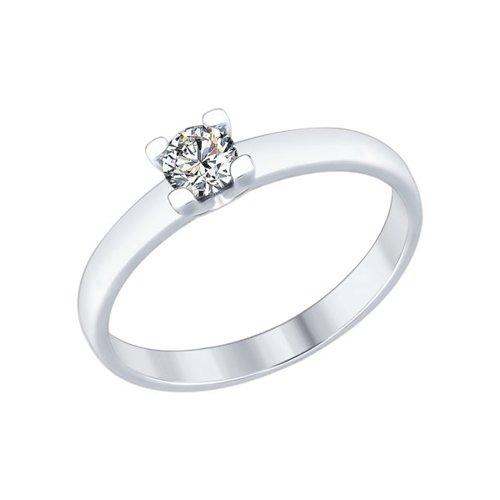 Кольцо SOKOLOV серебро с родием, фианит swarovski 89010060 размеры - 17,5