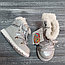 Ботинки серебро со шнуровкой  на замочке с искусственным мехом, фото 5
