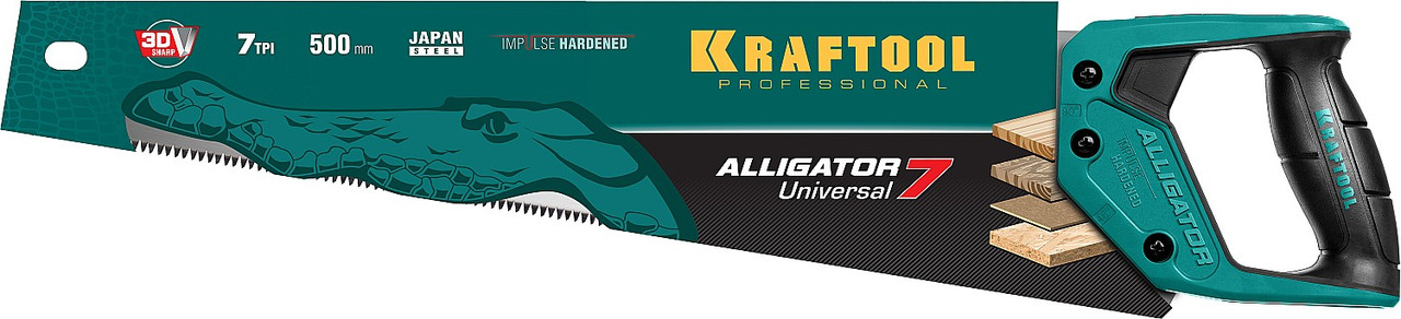 KRAFTOOL 7 TPI, 500 мм, ножовка универсальная Alligator 7 15004-50_z01 - фото 3 - id-p85470677