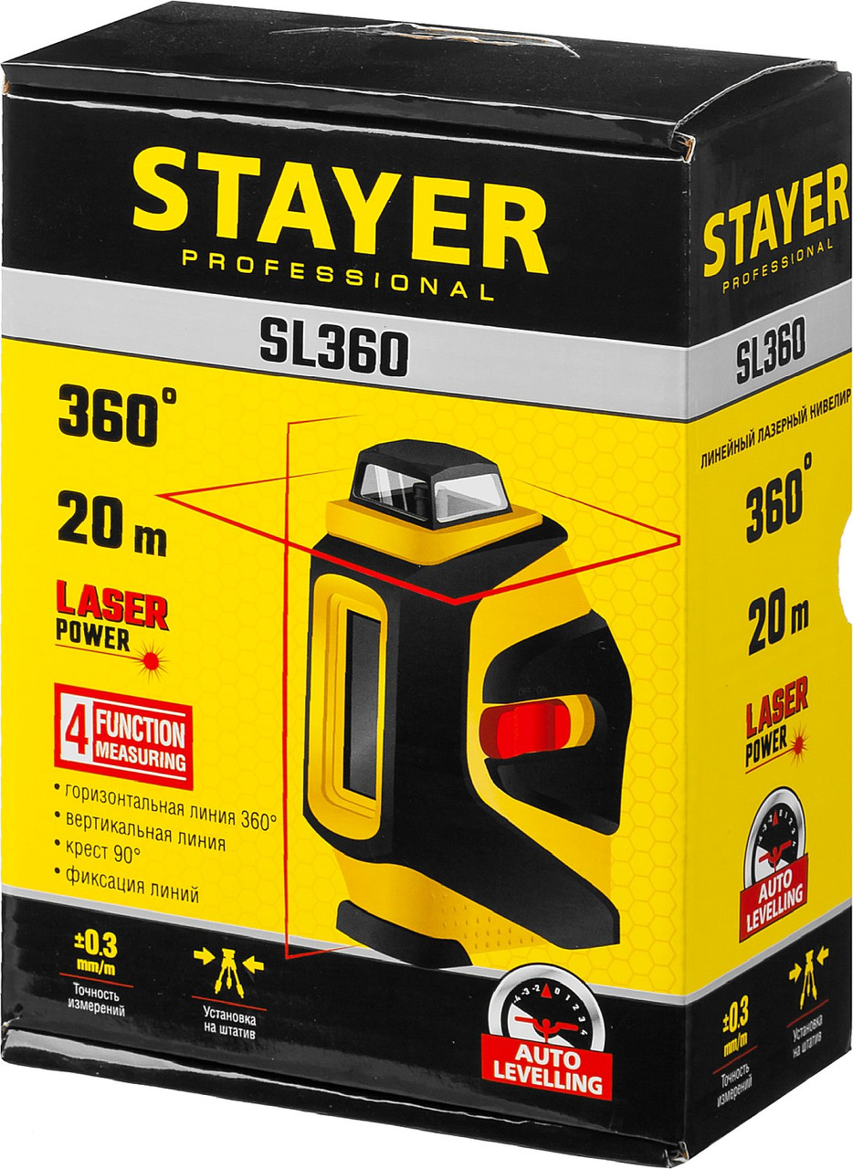 STAYER крест + 360 градустық к лденең, с мке, лазерлік сызықты нивелир SL360 34962 - фото 7 - id-p85471806