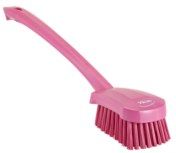 Щетка для мытья с длинной ручкой, 415 мм, Жесткий ворс, розовый цвет - фото 1 - id-p85516871