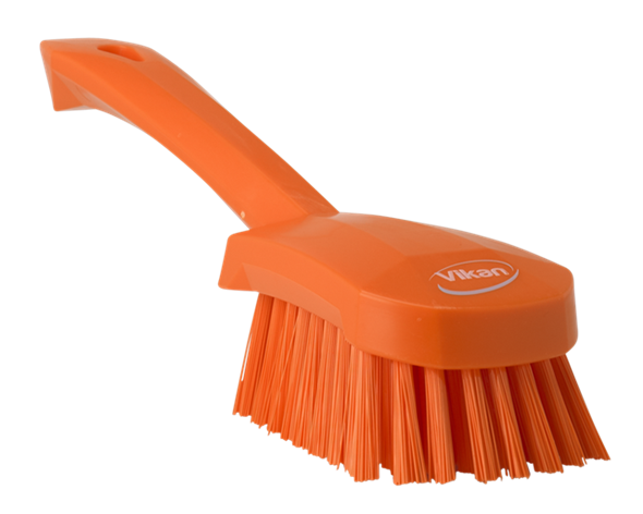 Щетка для мытья с короткой ручкой, 270 мм, Жесткий ворс, оранжевый цвет - фото 1 - id-p85516930
