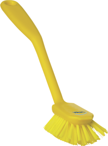 Щетка для мытья посуды со скребком, 280 мм, средний ворс, желтый цвет