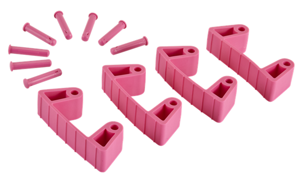 Резиновый зажим 4 шт. к настенным креплениям арт. 1017 и 1018, 120 мм, розовый цвет, фото 2