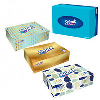 Салфетки Selpak "Mini", 3-х слойные, 70 шт., размер листа 21,5*16 см, в картонном боксе, белые