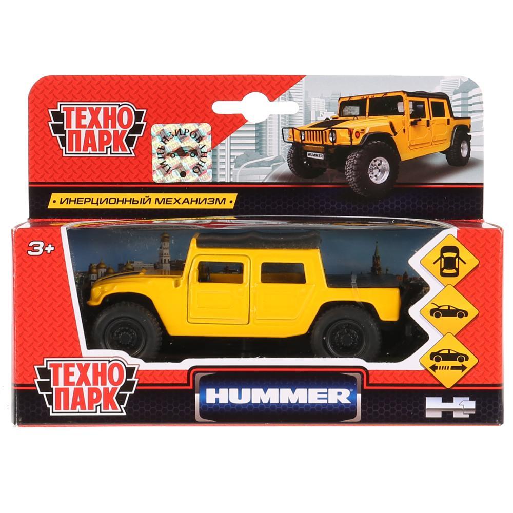 ТехноПарк Металлическая инерционная модель Hummer H1 пикап, жёлтый, 12 см., фото 1