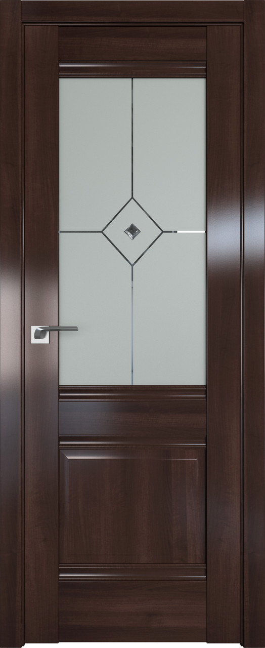 Дверь межкомнатная 2X Орех Сиена, Узор матовое с прозрачным фьюзингом(ромб), 700 - фото 1 - id-p85595594