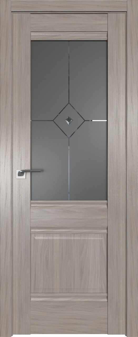 Дверь межкомнатная 2X Орех Пекан, Узор графит с прозрачным фьюзингом(ромб), 900 - фото 1 - id-p85595632