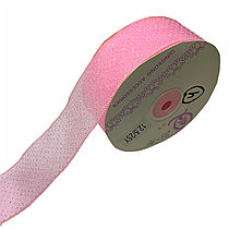 Лента декоративная  капроновая с блестками 25 мм, Д3-69 розовый