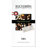 Bucheron горький шоколад с зернами кофе и апельсином в картоне  100гр (10шт - упак)