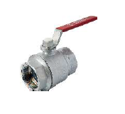Кран шаровой полнопроходной. Резьба внутренняя/внутренняя, хромированный, ручка - рычаг красный.