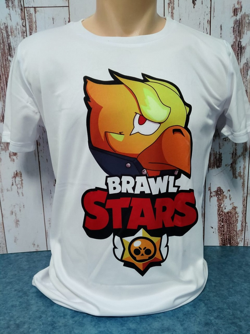 Футболка Сендвич, цвет белый, Unisex, с принтом "«BRAWL STARS CROW \ ВОРОН»", формат печати А3, сублимация,