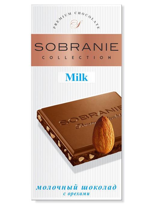 SOBRANIE  молочный шоколад с орехами в картоне 90гр (10шт - упак)
