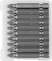 Биты ЗУБР "Мастер" кованые, хромомолибденовая сталь, тип хвостовика E 1/4", PZ2, 50мм, 10шт