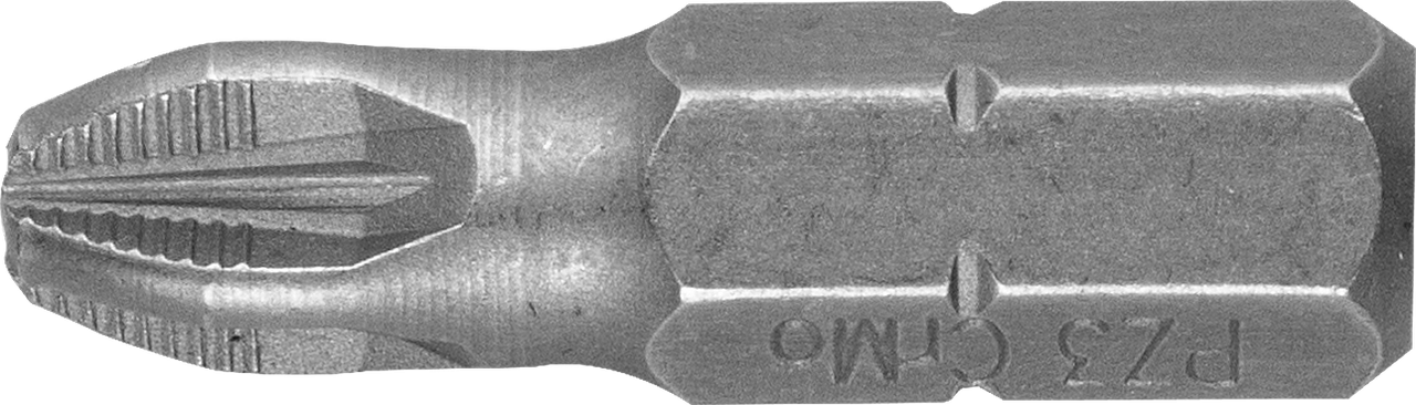 Биты ЗУБР "Мастер" кованые, хромомолибденовая сталь, тип хвостовика C 1/4", PZ3, 25мм, 2шт