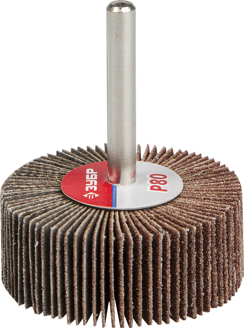 Круг шлифовальный ЗУБР "Мастер" веерный лепестковый, на шпильке, тип КЛО, зерно-электрокорунд нормальный, P80,