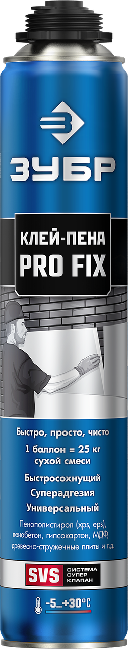 PRO FIX клей-пена монтажный, профессиональный, пистолетный, всесезонный, 750мл, SVS, ЗУБР