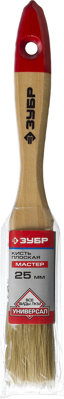 Кисть плоская ЗУБР "УНИВЕРСАЛ-МАСТЕР", натуральная щетина, деревянная ручка, 25мм - фото 2 - id-p85655229