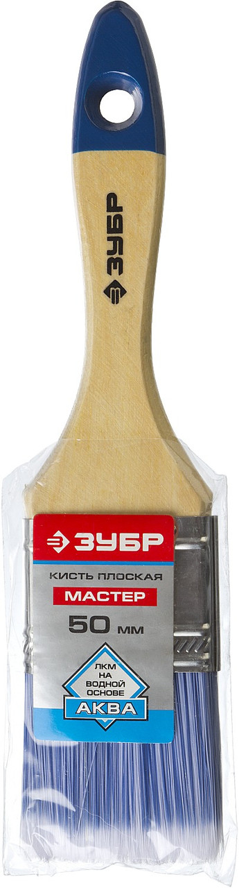 Кисть плоская ЗУБР "АКВА-МАСТЕР", искусственная щетина, деревянная ручка, 50мм - фото 2 - id-p85655236