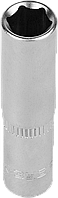 Головка торцовая ЗУБР "Мастер" (1/4"), удлиненная, Cr-V, FLANK, хроматированное покрытие, 6мм 8
