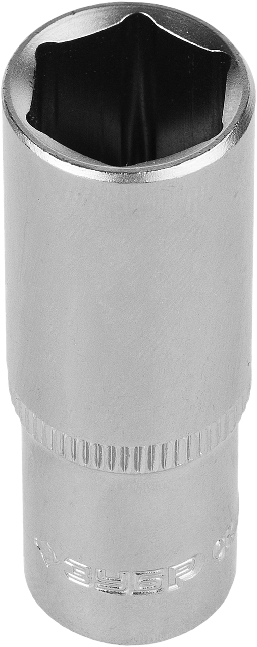 Головка торцовая ЗУБР "Мастер" (1/4"), удлиненная, Cr-V, FLANK, хроматированное покрытие, 6мм 13