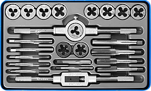 ЗУБР 24 предмета, набор метчиков и плашек, сталь Р6М5