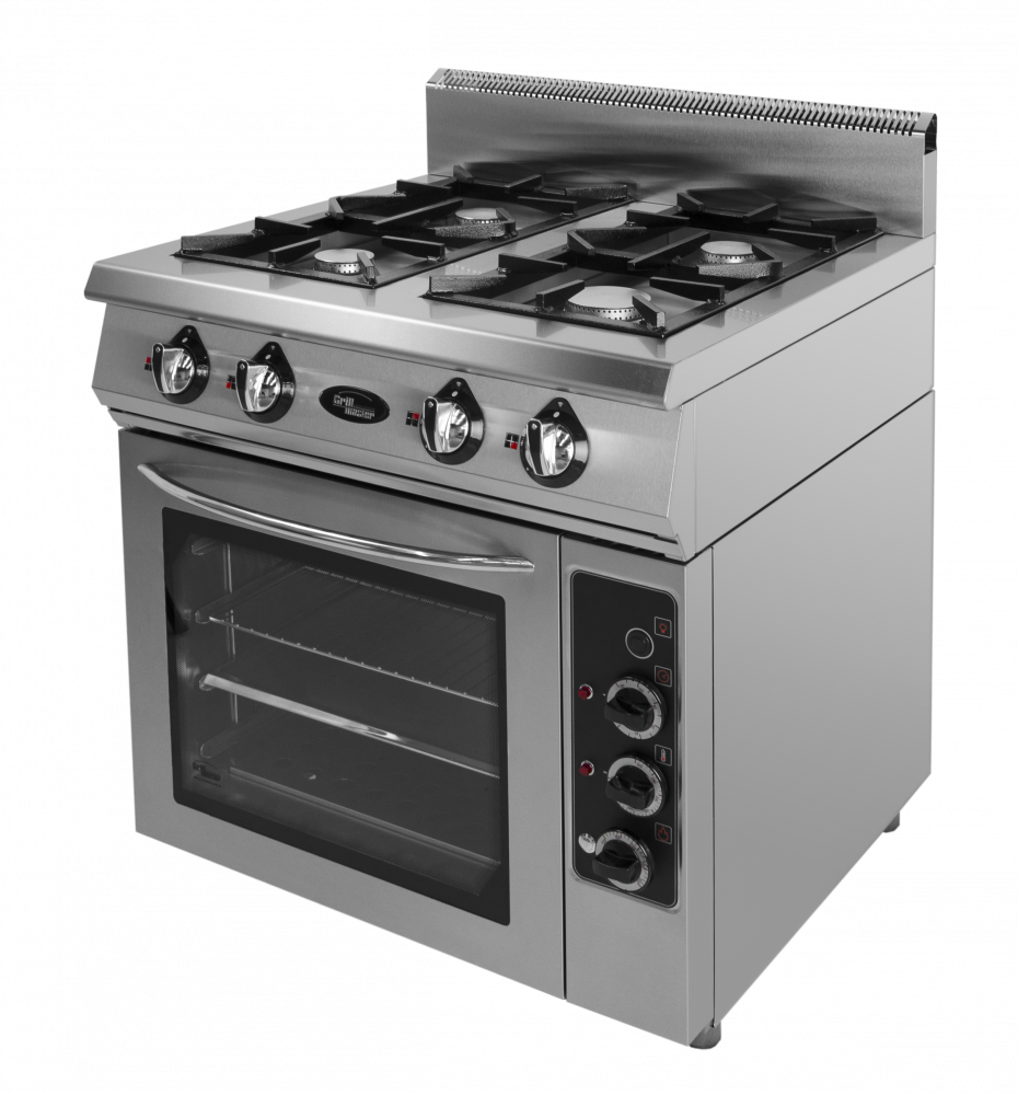 Плита газовая 4-х горелочная Ф4ПДГ/800 с комбинированной духовкой Grill Master