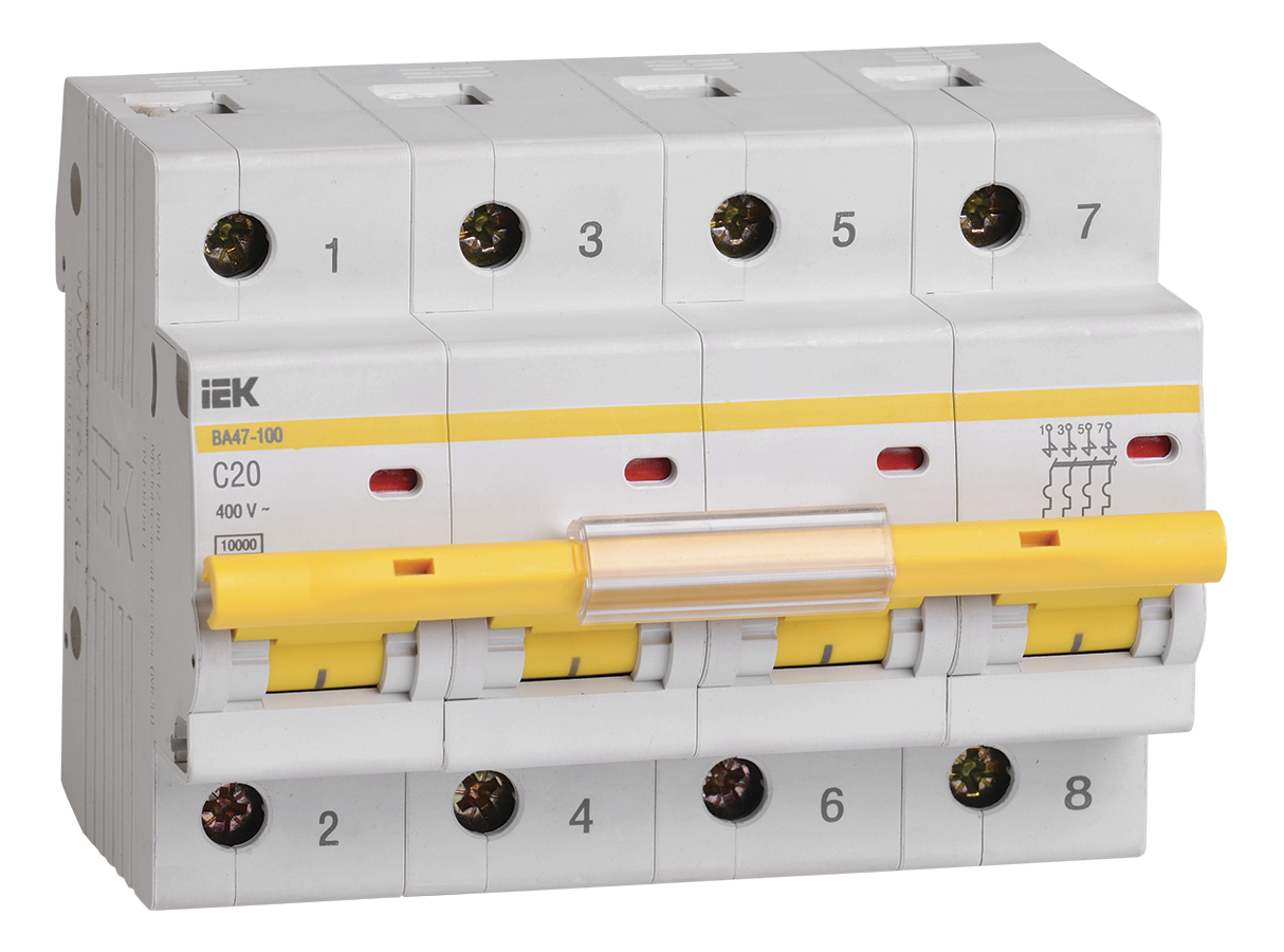 Автоматический выключатель ВА47-100 4Р 20А 10кА х-ка C IEK