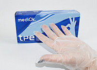 Перчатки одноразовые ТПЭ,MediOk бесцветные, размер М, уп 200 шт