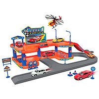 Игрушка игровой набор Гараж,  включает 3 машины и вертолет