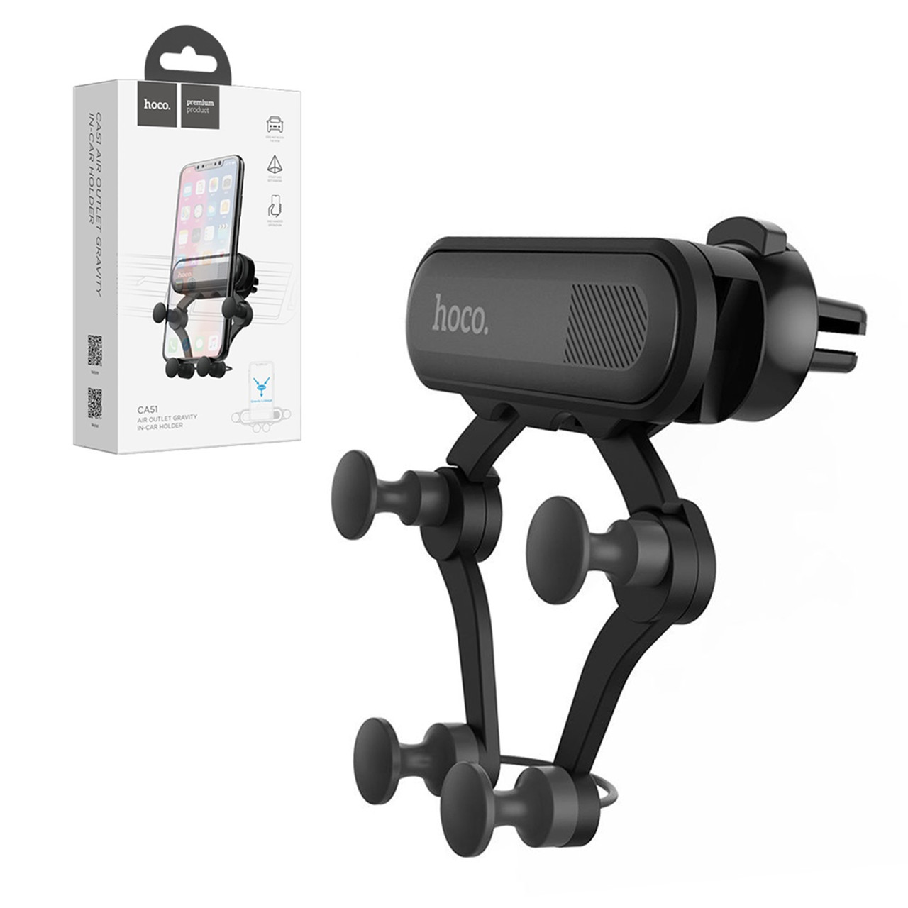 Автодержатель Hoco CA51 Air Outlet Gravity, Black