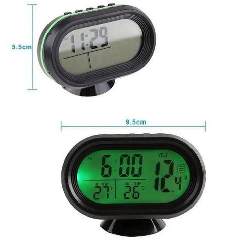 Часы-термометр-вольтметр автомобильные VST-7009V {подсветка синий/зеленый, 12В-24В} - фото 4 - id-p85690013