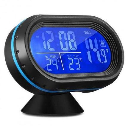 Часы-термометр-вольтметр автомобильные VST-7009V {подсветка синий/зеленый, 12В-24В}, фото 2