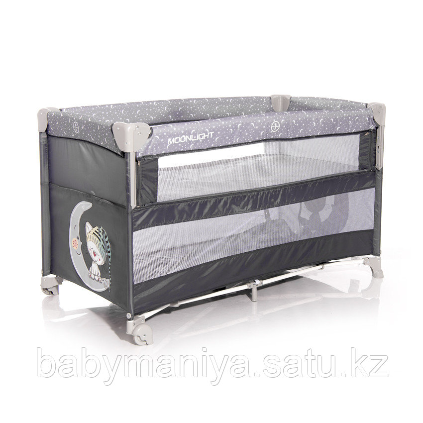 Детский манеж Lorelli Baby Cot UP and DOWN Серый / Grey CUTE MOON 2070