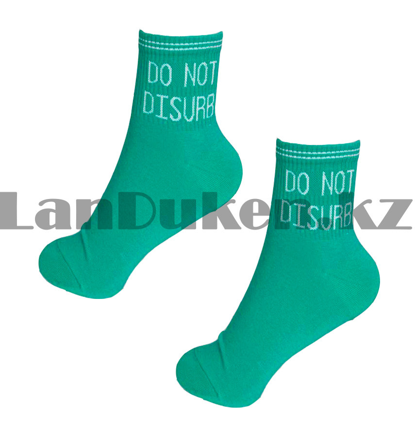 Носки женские хлопковые с надписью "Do not disurb" 37-42 размер Jieerli BH124 цвет морской волны - фото 2 - id-p85699725