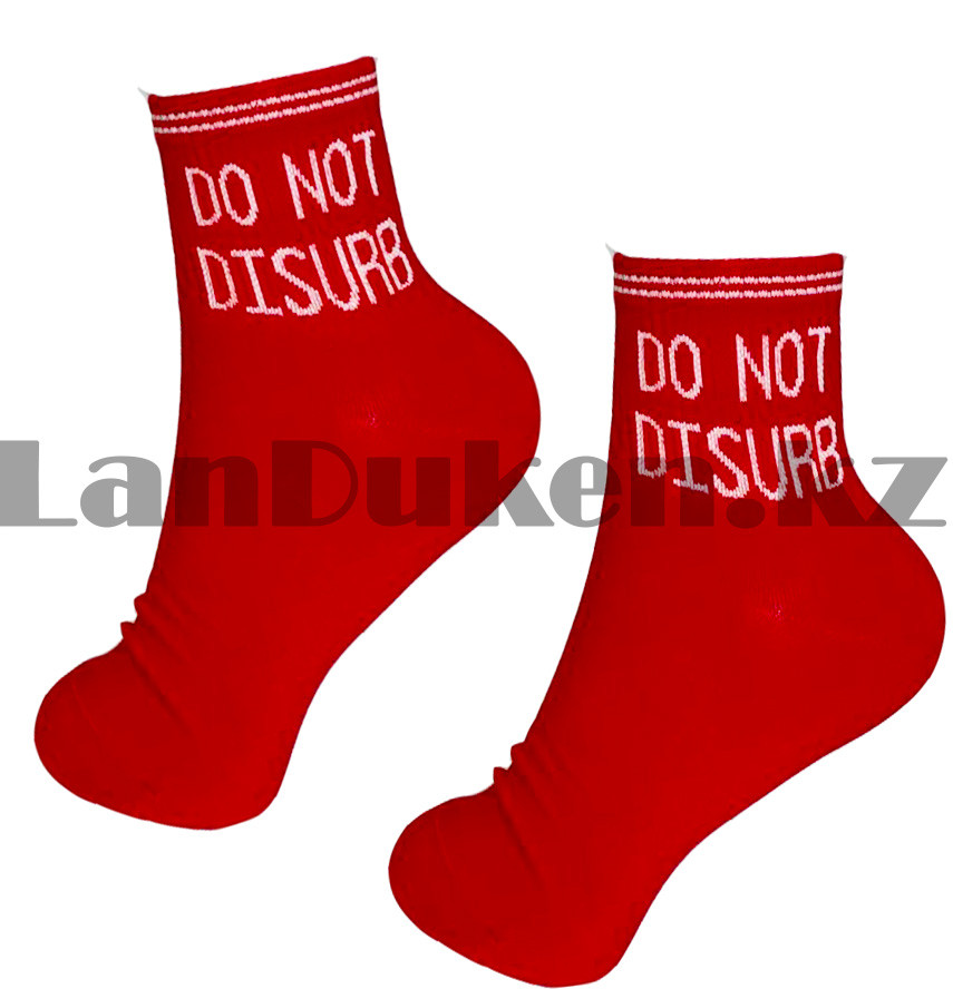 Носки женские хлопковые с надписью "Do not disurb" 37-42 размер Jieerli BH124 красные - фото 3 - id-p85699736