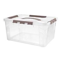 Ящик универсальный Restola 15,3 л с замком и ручкой, 390х290х180, прозрачный - 4 шт/уп