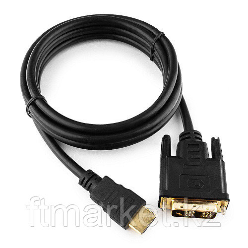 Кабель HDMI-DVI Cablexpert CC-HDMI-DVI-6, 19M/19M, 1.8м, single link, черный, позол.разъемы, экран