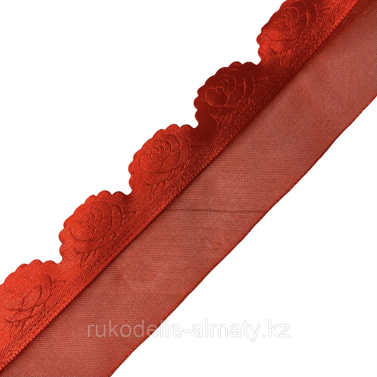 Лента декоративная капроновая с фигурным атласным краем 40 мм, Д3-170 красный - фото 2 - id-p85740454