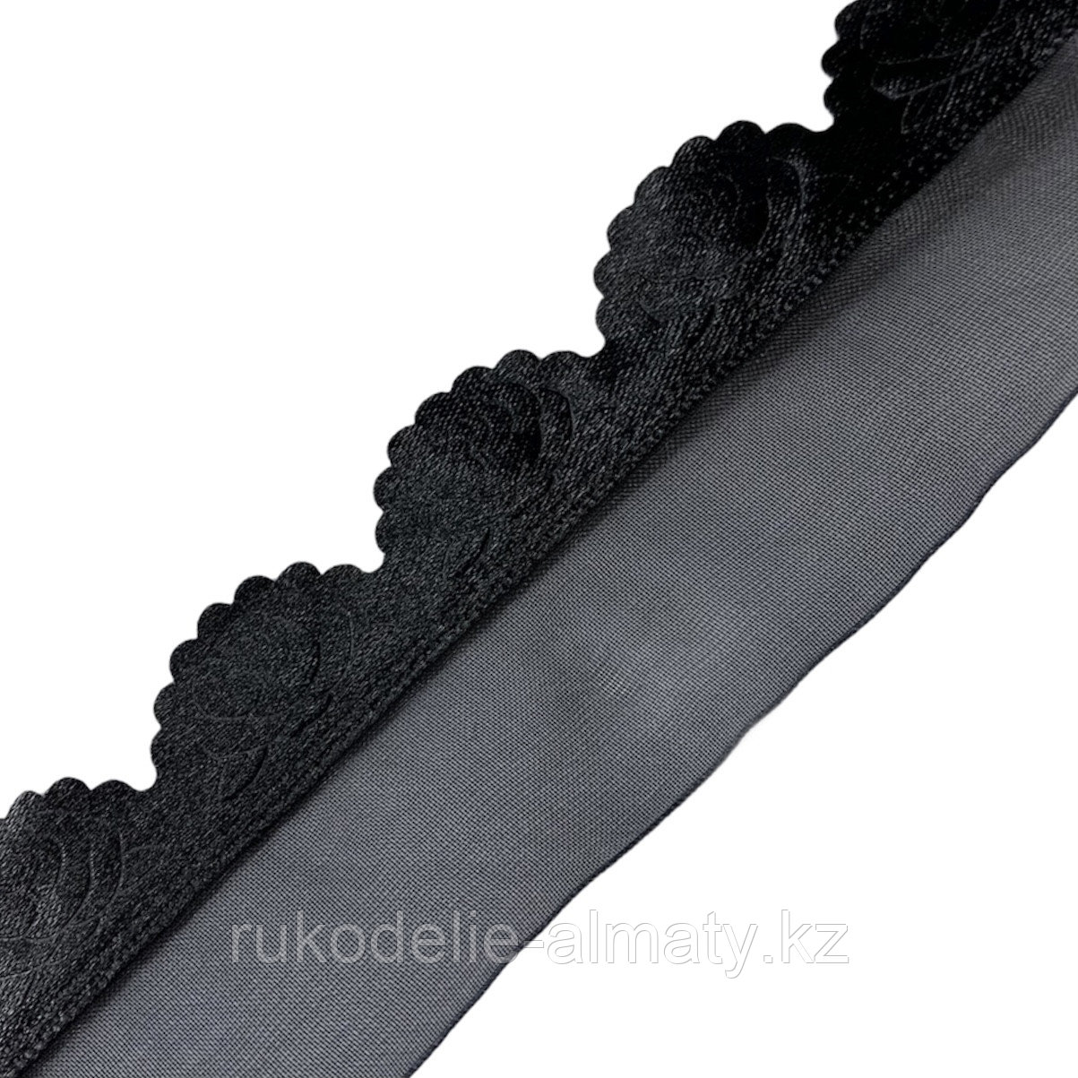 Лента декоративная капроновая с фигурным атласным краем 40 мм, Д3-170 черный - фото 2 - id-p85740456