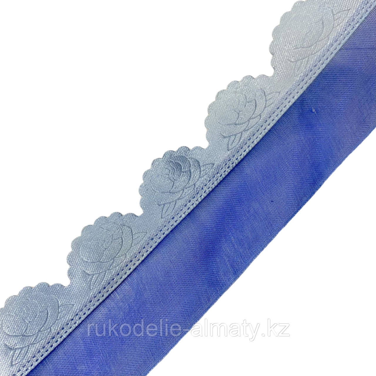 Лента декоративная капроновая с фигурным атласным краем 40 мм, Д3-170 синий - фото 2 - id-p85740459