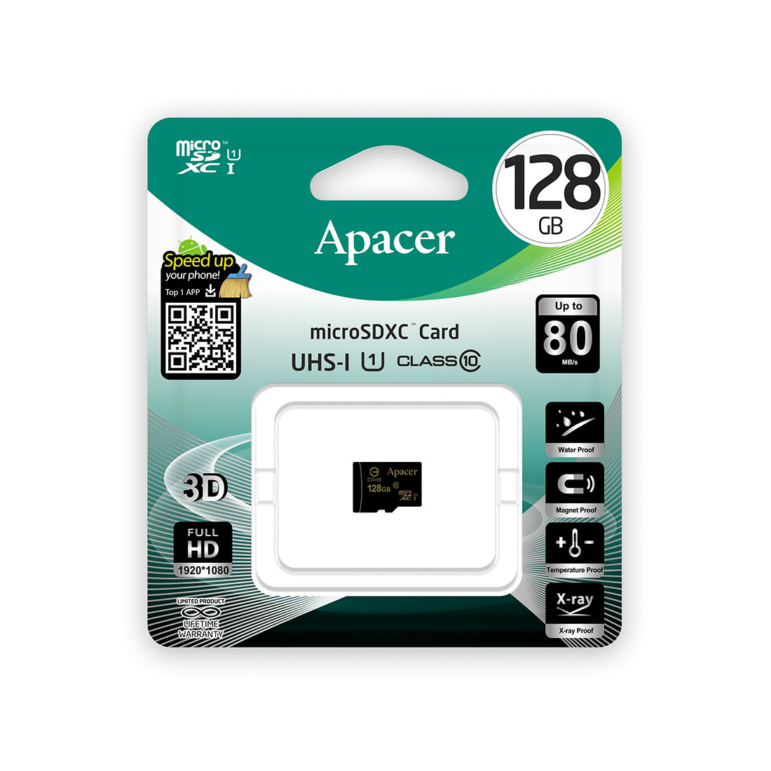 Карта памяти MicroSD Apacer AP128GMCSX10U1-R 128GB