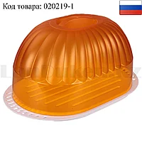 Хлебница для хранения хлебобулочных изделий "Дар" пластиковая прозрачная крышка (оранжевая)