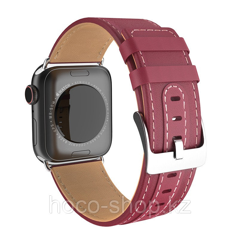 Ремешок Hoco WB05 Ocean wave leather strap для Apple Watch 42/44mm красный - фото 1 - id-p85848581