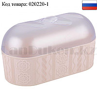Хлебница для хранения хлебобулочных изделий "Меланж" пластиковая прозрачная крышка (розовая)