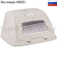 Хлебница для хранения хлебобулочных изделий "Плетенка" откидная крышка на защелке (светло-коричневый)